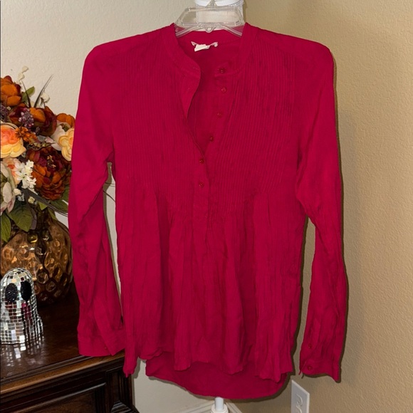 Sundance Mystic Falls Pleated Pintuck Tunic Blouse Fuchsia Pink XS - Picture 3 of 4